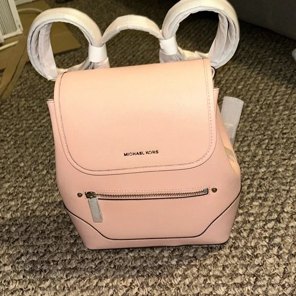 Michael Kors Harrison Medium Saffiano Leather Backpack pink